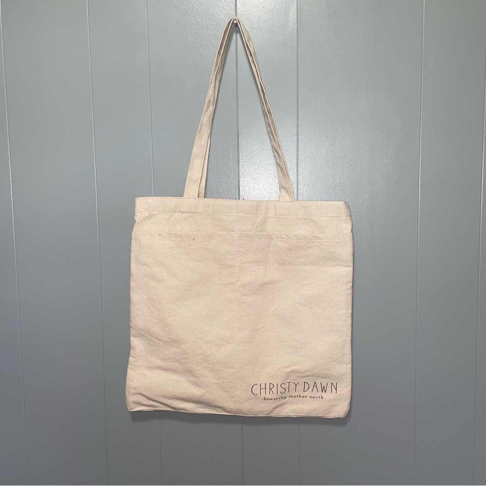 Christy Dawn Regenerative Revolution Canvas Tote Bag Cream and Brown - Picture 3 of 5